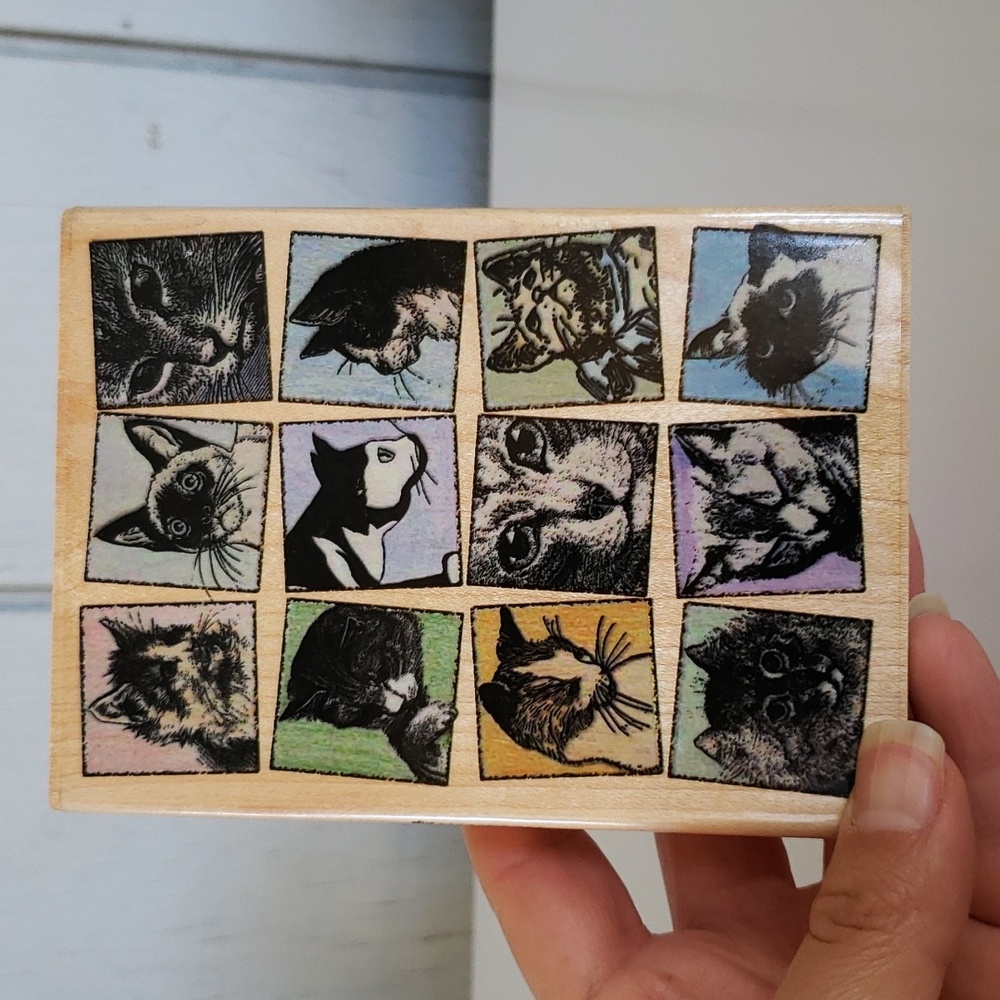 Cat Stamp Hampton Art Stamps 4578 Kitty Tiles Large Cat Stamp